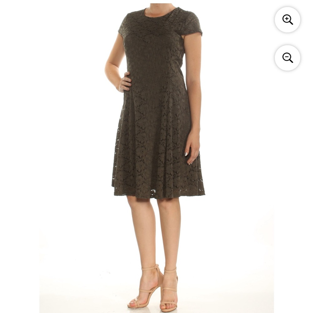 Alfani Woman black A-Line Lace-over Dress Cap Sleeve 6p - Picture 3 of 9